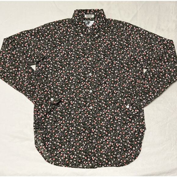 Engineered Garments Black Floral Button Down Shirt Men’s S Made In NY Round Hem - Picture 2 of 7